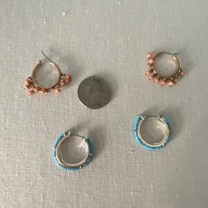 Beaded Hoop Earrings - Two pairs